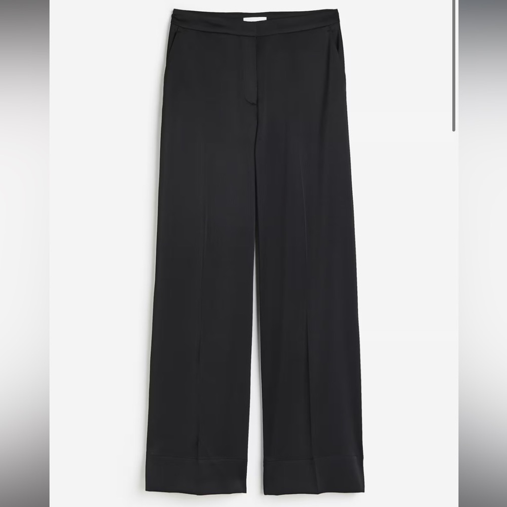 H&M wide leg satin dress pants in black